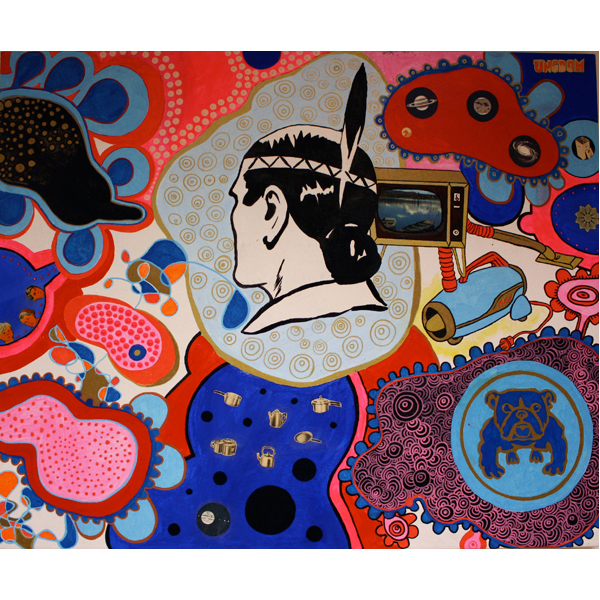 Ungdom, acrylic, collage on canvas-2009