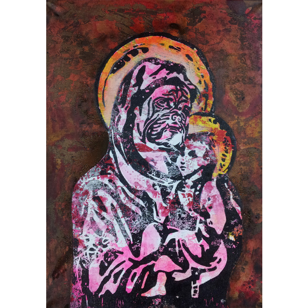 Dog and Child- Monoprint- hand colored 2013