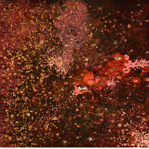 EyesWithoutaFace-Acrylic,oil,collage on canvas-130x130cm-2009