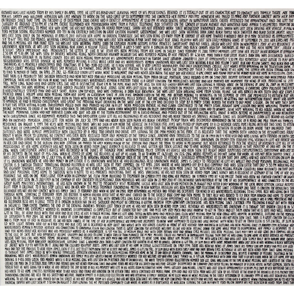 Detail-Text from missing persons- 130x122 cm- 2013