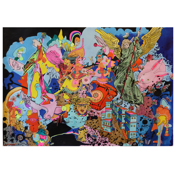 LoadingStMichael 170x140 cm- Ink, collage, pen, acrylic on cotton paper. 2013