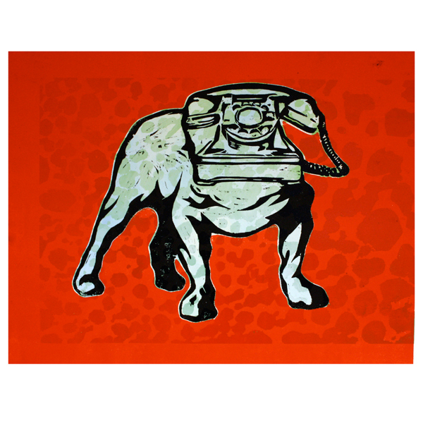 TalkingBull-woodcut/silkscreen-2009