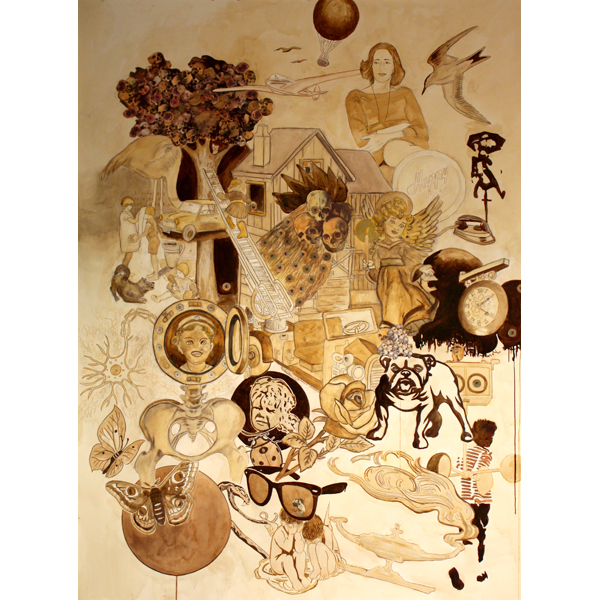 The Brown Nerve- Ink, charcoal, pen and coffee on paper-2009/2010-205x150 cm