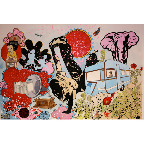 You might get Lost- 150x 100 cm -2009/2010 Archival ink, pen, collage on paper