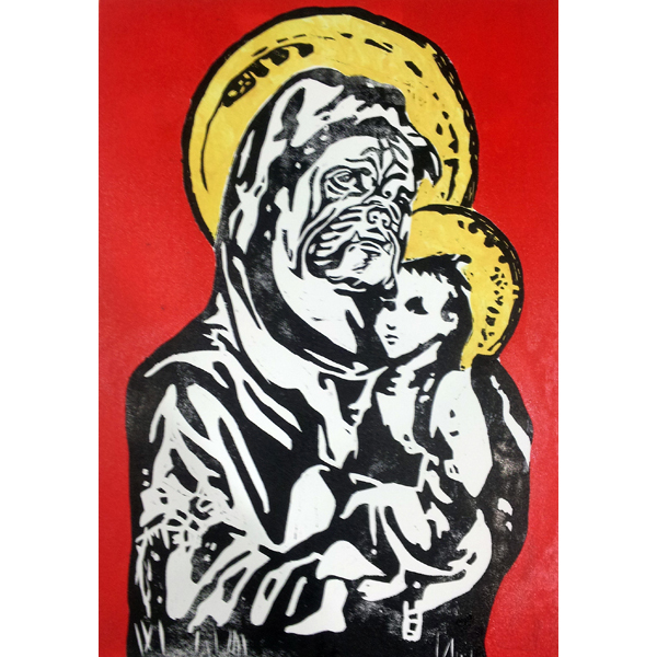 Dogandchild-woodcut