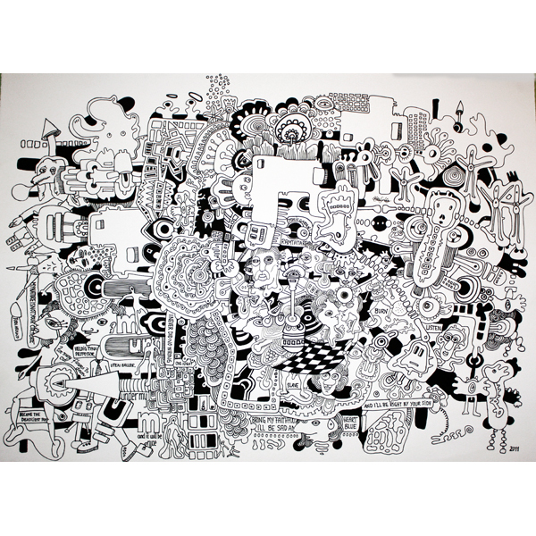 Burn and Listen- Ink on paper 76x56 cm- 2011